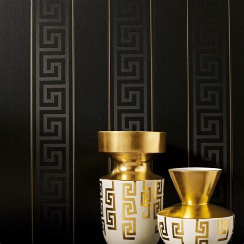 versace greek key wallpaper black